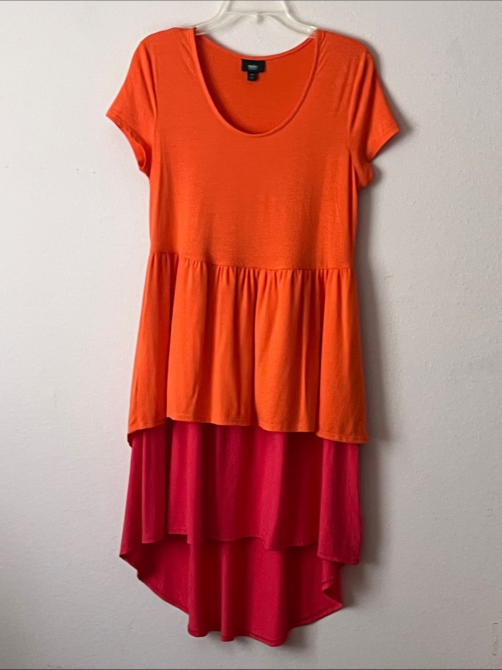 Miss Sixty Orange Top with Pink High-Low Skirt Dress